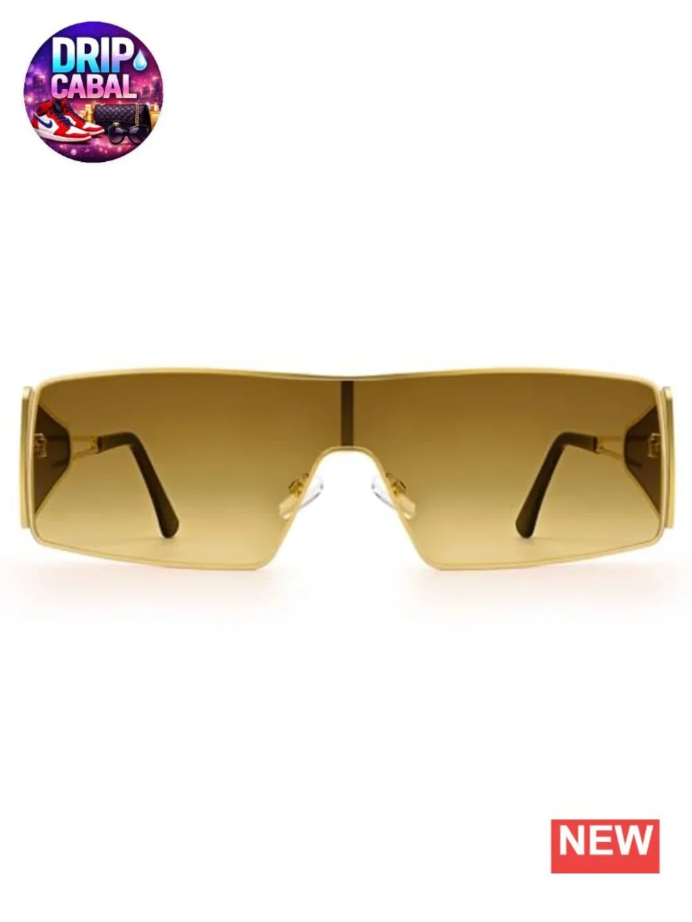 Oversized Rectangle Sunglasses Y2K Metal Frame UV Protection